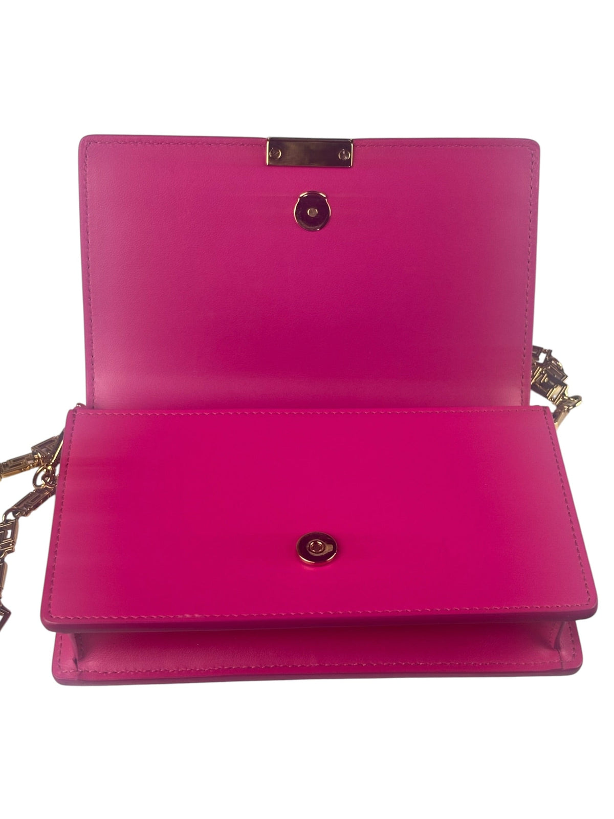 Versace Pink Leather Greca Goddess Flap Wallet-On-Chain