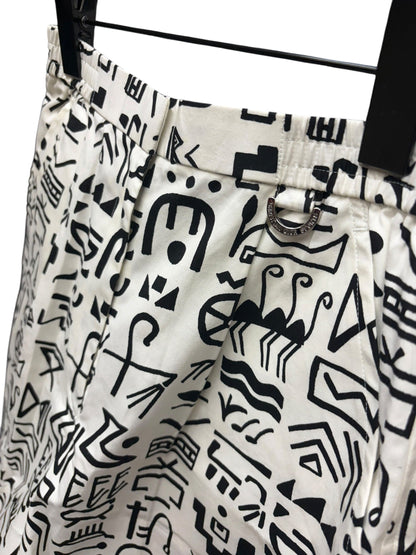 Christian Dior White/Black Hieroglyphic Style Print Sports Shorts