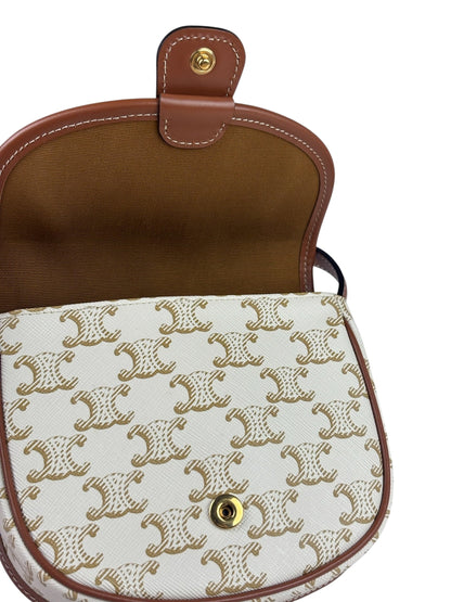 Celine White Leather Macadam Nano Triomphe Besace Shoulder Bag