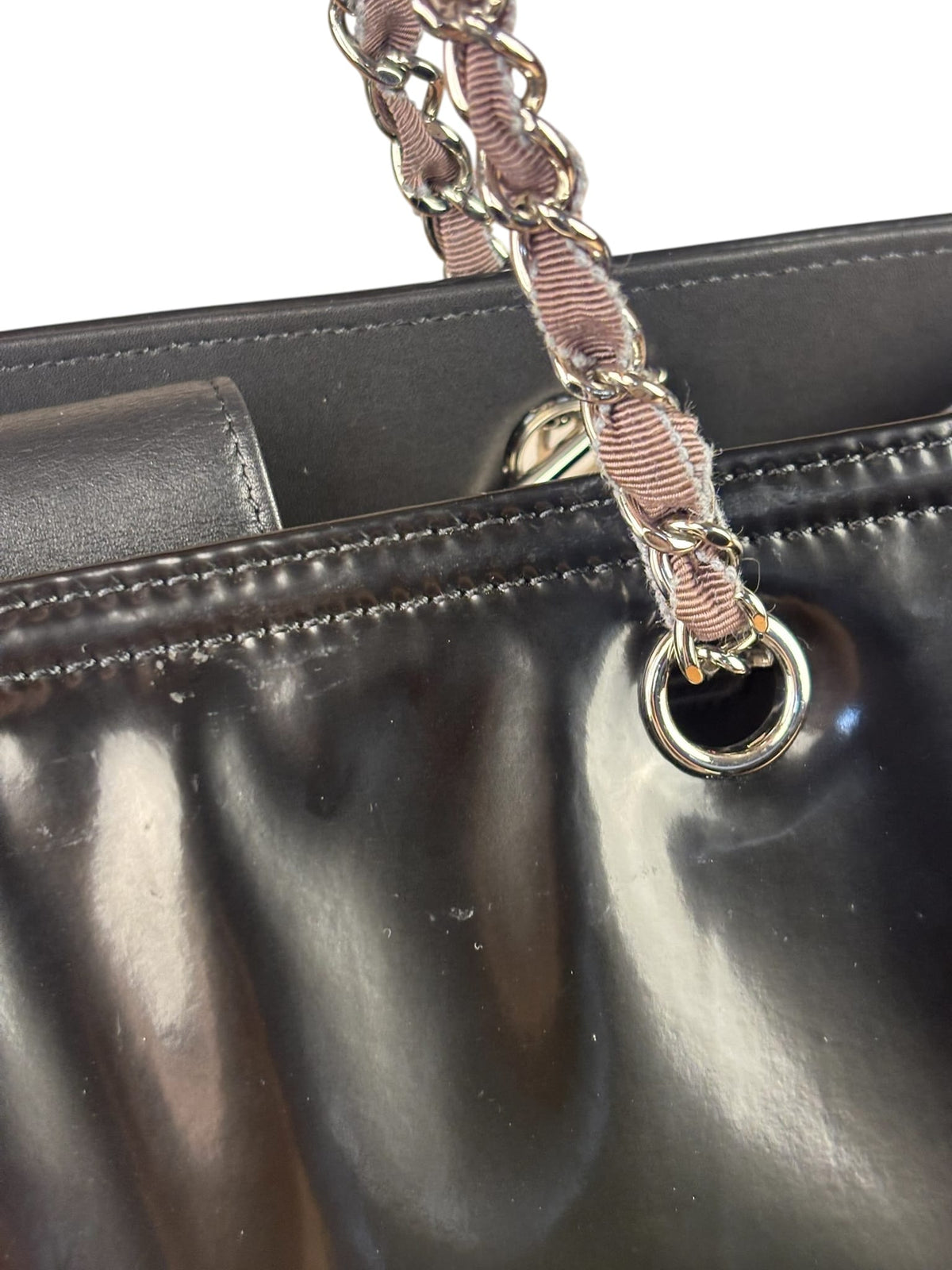 Chanel Black Patent Leather Quilted Lipstick Tote 2011
