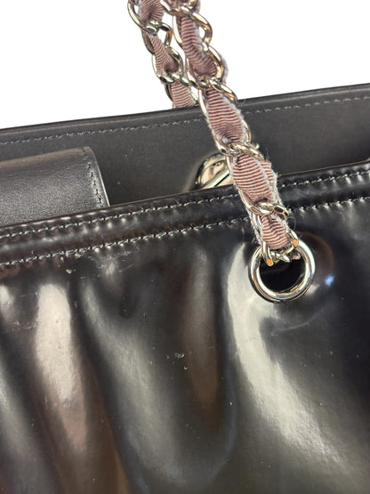 Chanel Black Patent Leather Quilted Lipstick Tote 2011