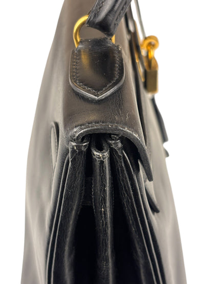 Hermes Black Box Leather Kelly 32 Handbag 1979