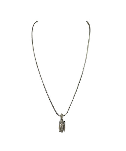 Christian Dior Silver-Tone Snake Chain Crystal-Pave Pendant Necklace