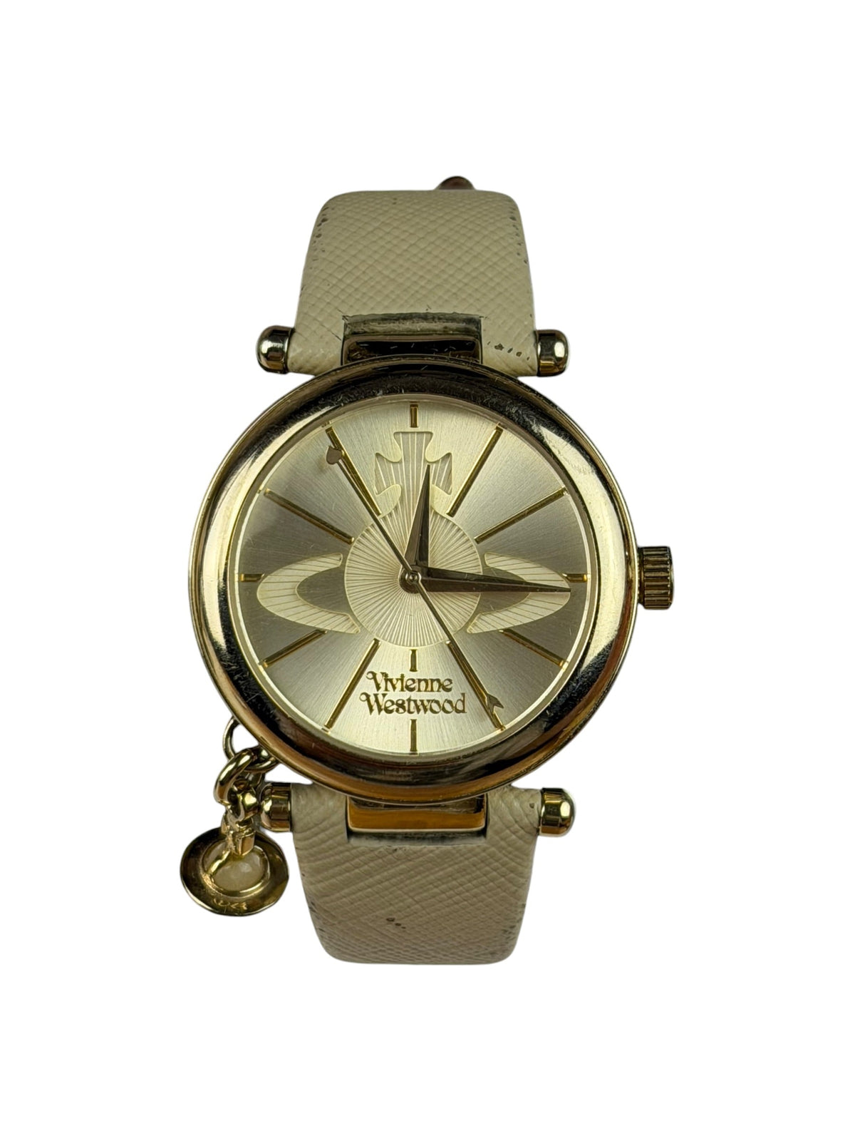 Vivienne Westwood White Leather Round Face Watch