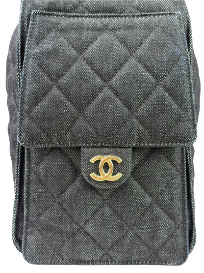Chanel Navy Quilted Denim/Leather Trim 25 Hobo Bag 2021