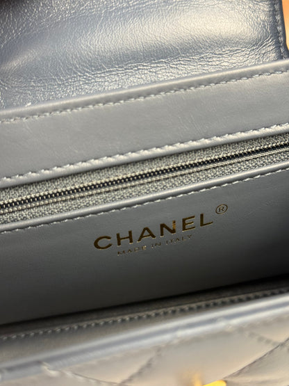 Chanel Blue Quilted Calfskin Nano Kelly Shopper Two-Way Bag 2023