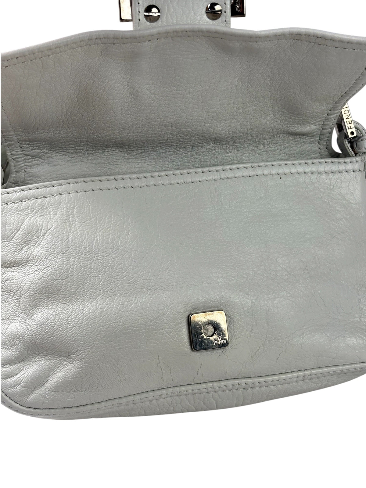 Fendi White Leather Baguette