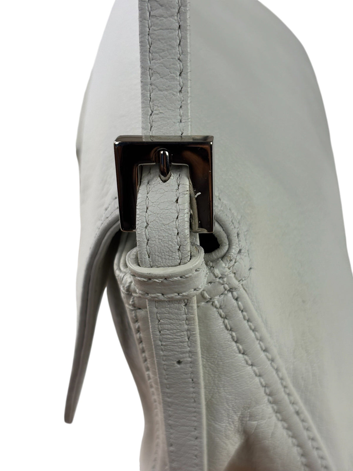 Fendi White Leather Baguette