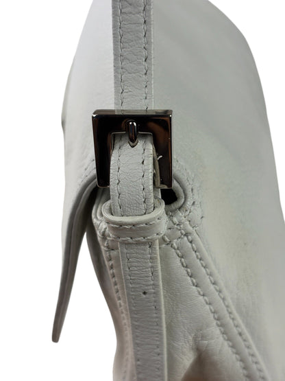 Fendi White Leather Baguette
