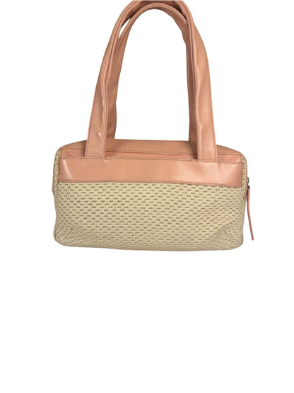 Chanel Cream/Pink Leather Lax Crochet Bowler Shoulder Bag 2004
