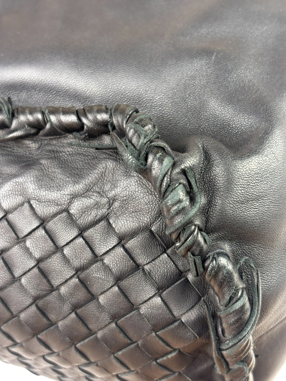 Bottega Veneta Black Intrecciato Fringe Shoulder Bag