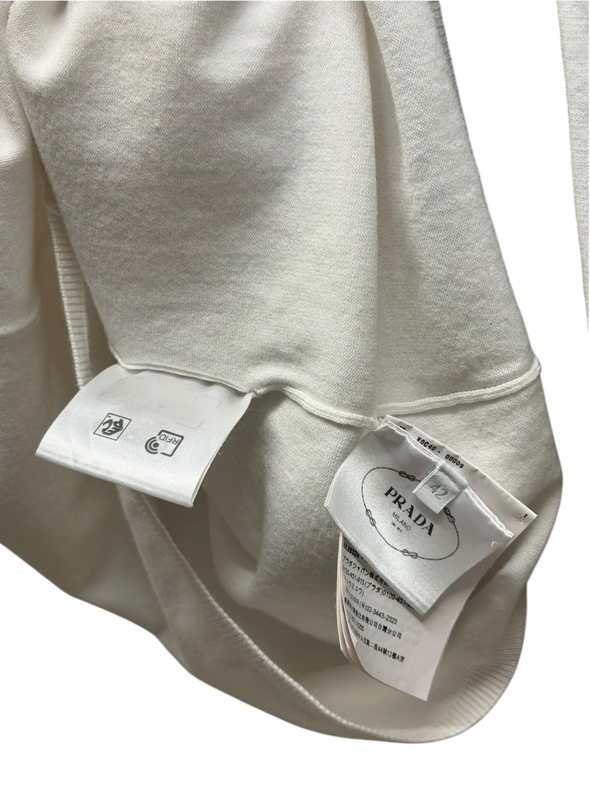 Prada White Cutout Mock Neck Long Sleeve Top
