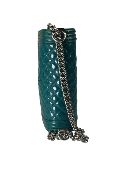 Chanel Teal Quilted Patent Leather Boy Flap Bag 2014