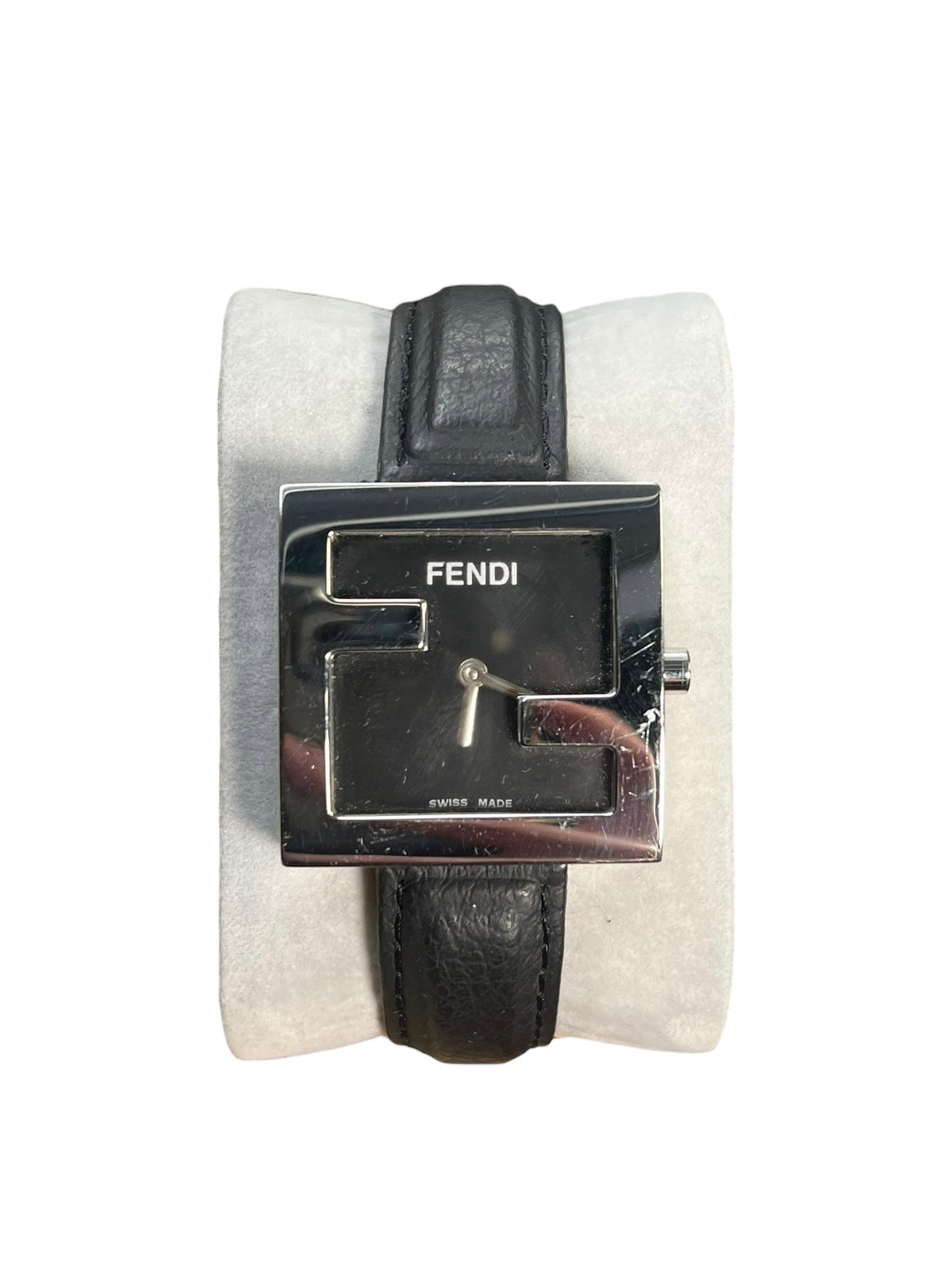 Fendi FF Black Dial Black Leather Strap