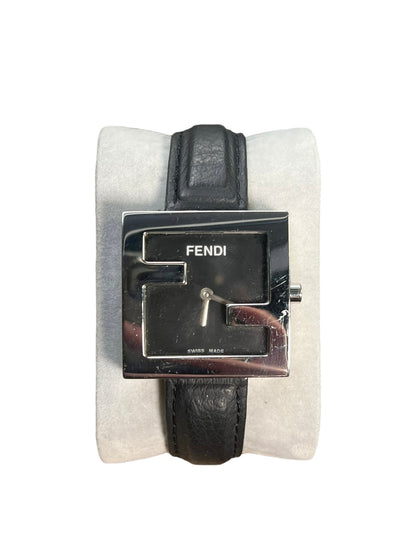 Fendi FF Black Dial Black Leather Strap
