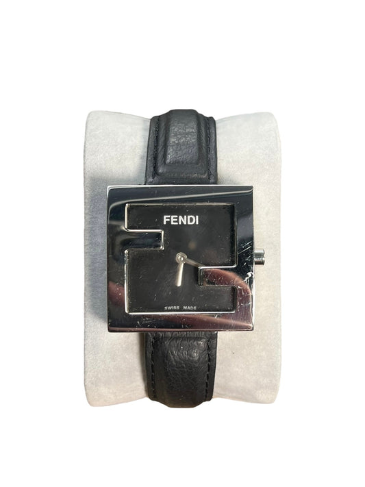 Fendi FF Black Dial Black Leather Strap