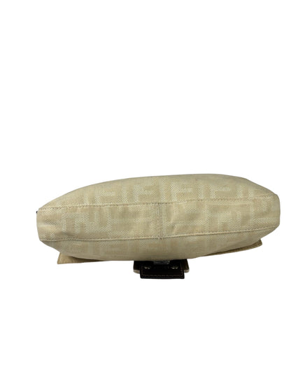 Fendi Vintage FF Ivory Canvas Baguette Shoulder Bag