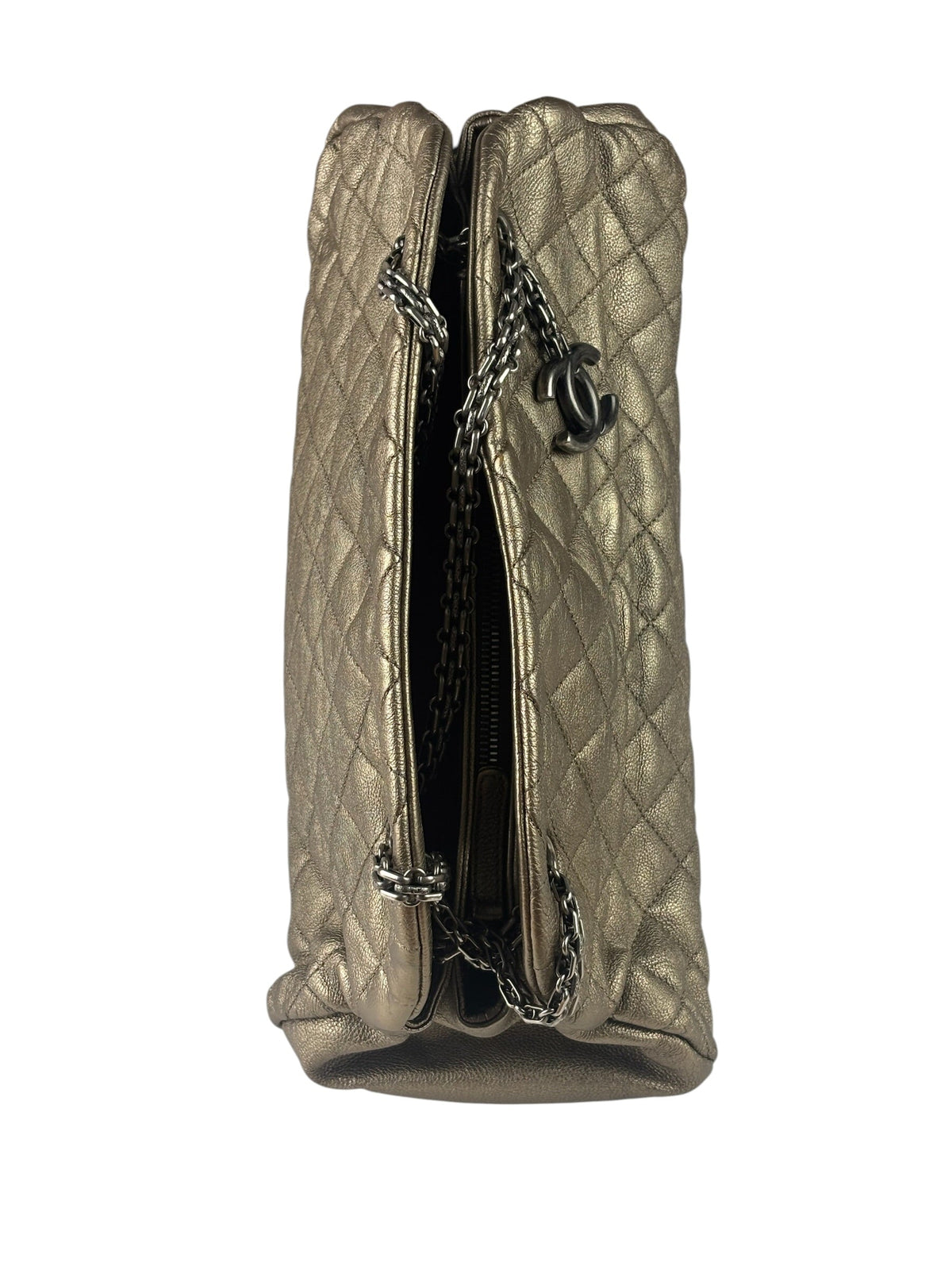 Chanel Metallic Gold Quilted Caviar Just Mademoiselle Bowling Bag 2010