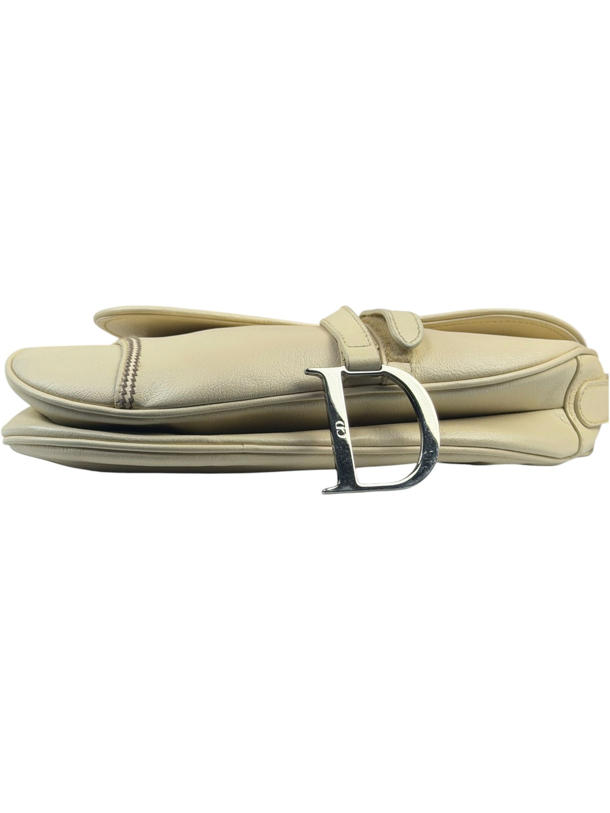 Christian Dior Cream Leather Saddle Shoulder Bag