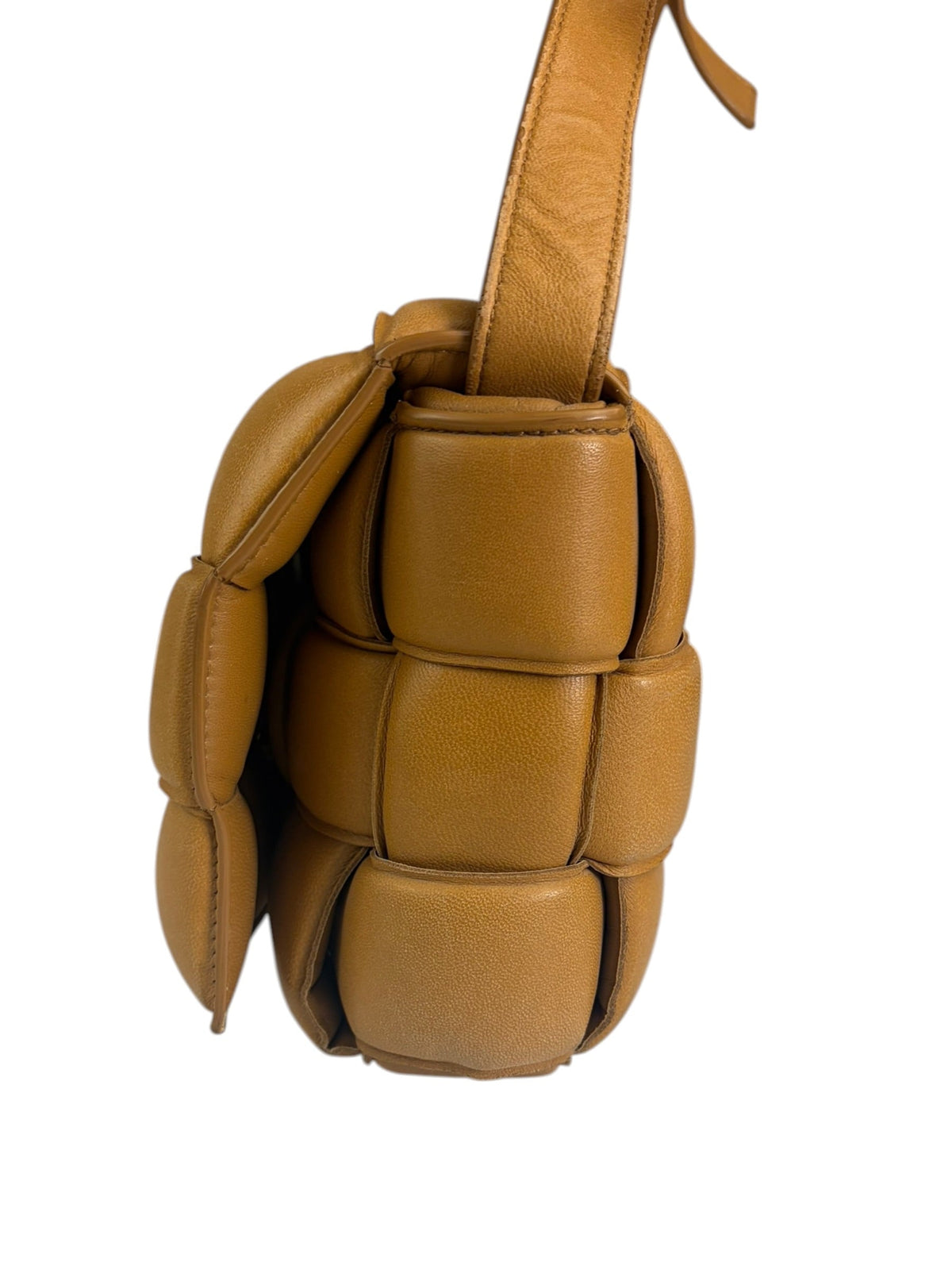 Bottega Veneta Honey Brown Leather Intrecciato Flap Bag