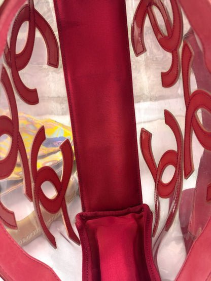 Chanel Red Triple C PVC Tote Bag w/ Pouch 2004