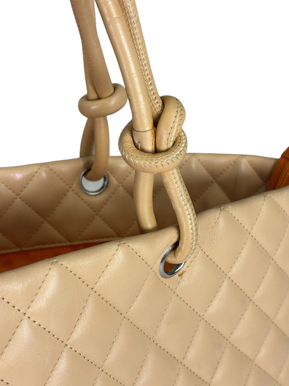 Chanel Beige Quilted Lambskin Linge Cambon Tote2005