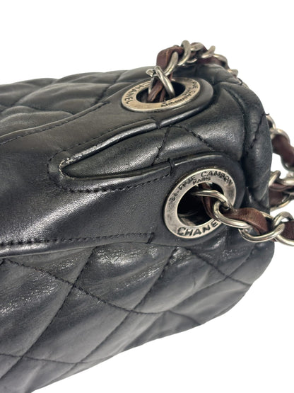 Chanel Black/Grey Quilted Calfskin Matelassè Iridescent Flap Bag 2009