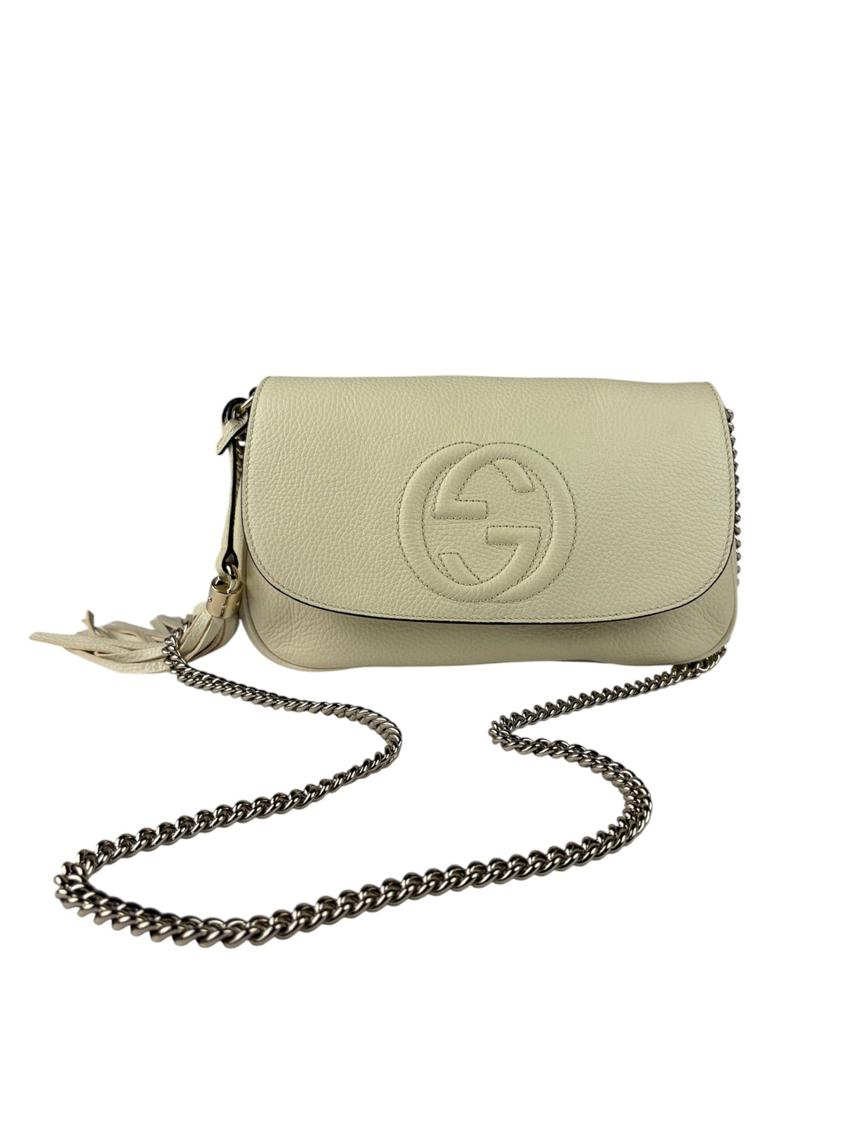 Gucci Soho Chain Flap Shoulder Bag White