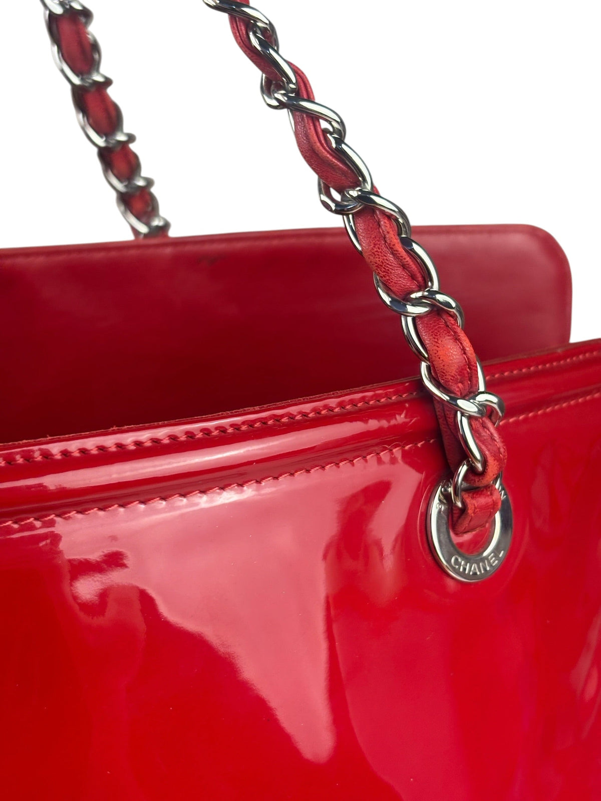 Chanel Lipstick Red Patent Leather Paris-Venice CC Jumbo Tote 2010