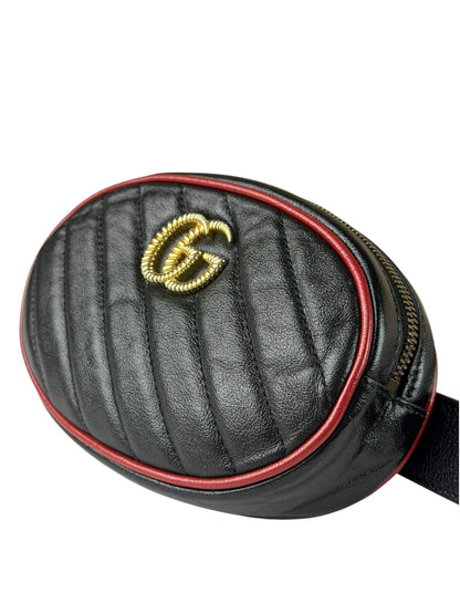 Gucci Black Matalassè Leather Marmont Belt Bag