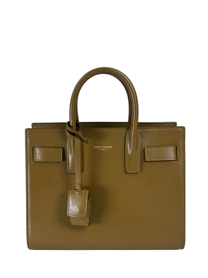 YSL Green Ink Leather King Palm Nano Two-Way Tote