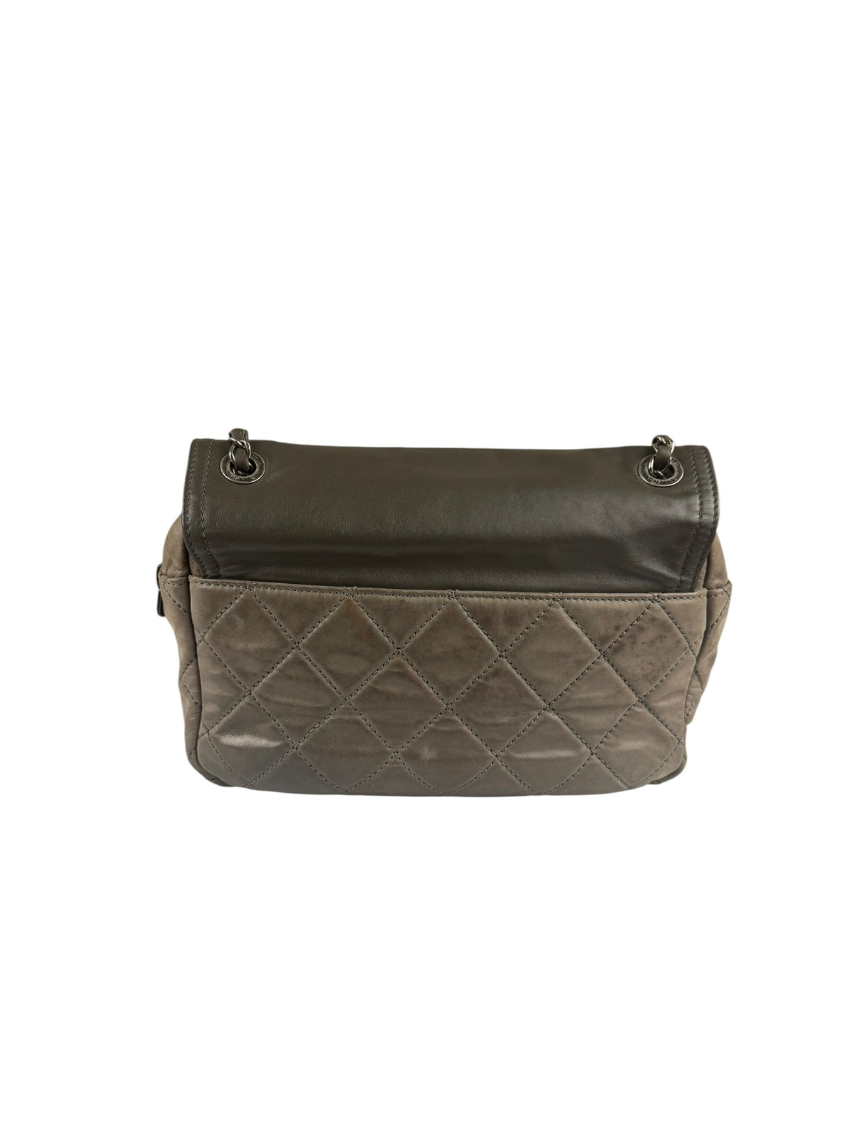 Chanel Olive Two Tone Quilted Leather Chain Flap Bag 2011