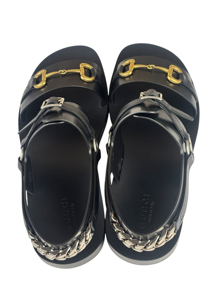 Gucci Black Cordovan Horsebit Sandals