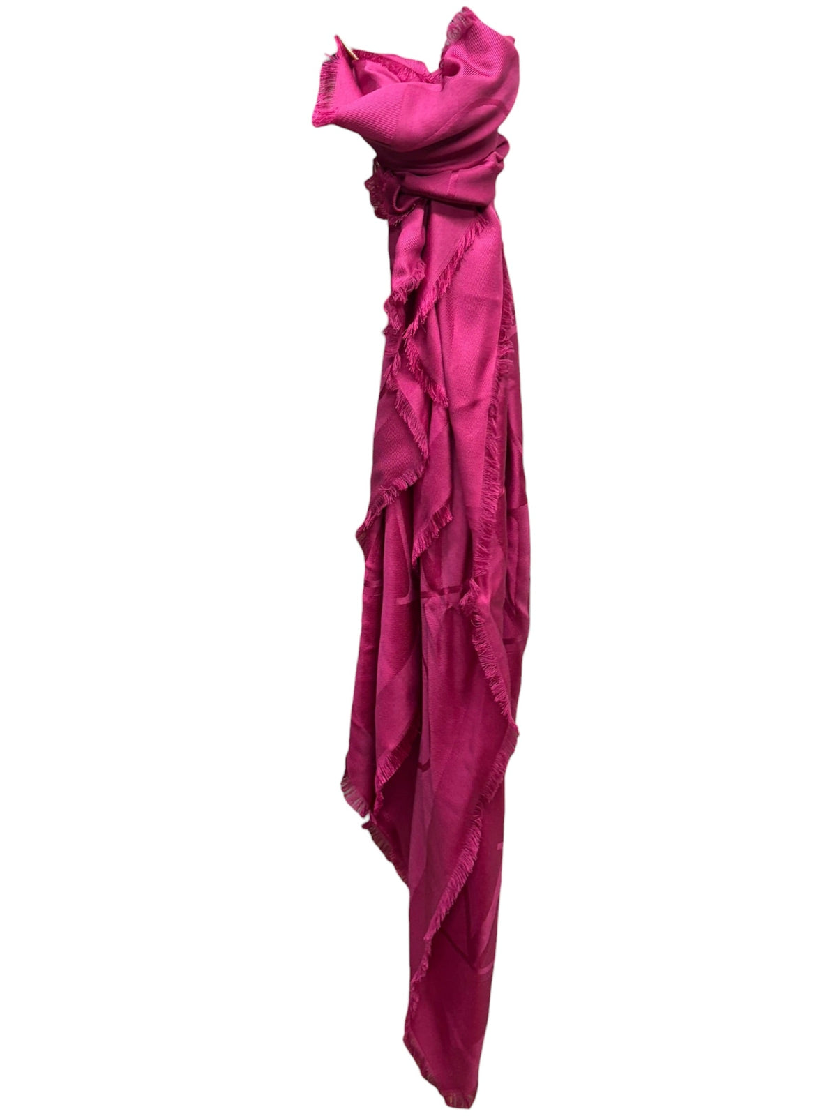 Valentino Magenta Garavani Monogram Jacquard Fringe Scarf Shawl