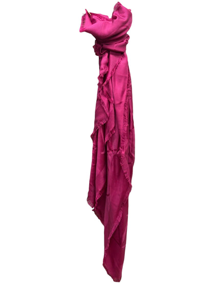 Valentino Magenta Garavani Monogram Jacquard Fringe Scarf Shawl