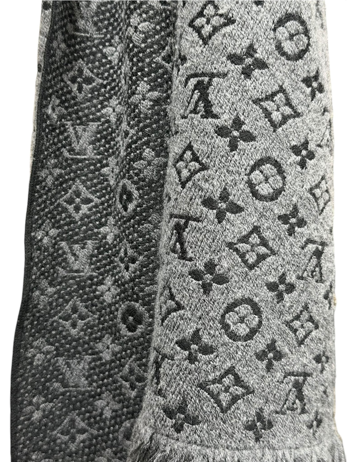 Louis Vuitton Grey/Black Monogram Wool Scarf