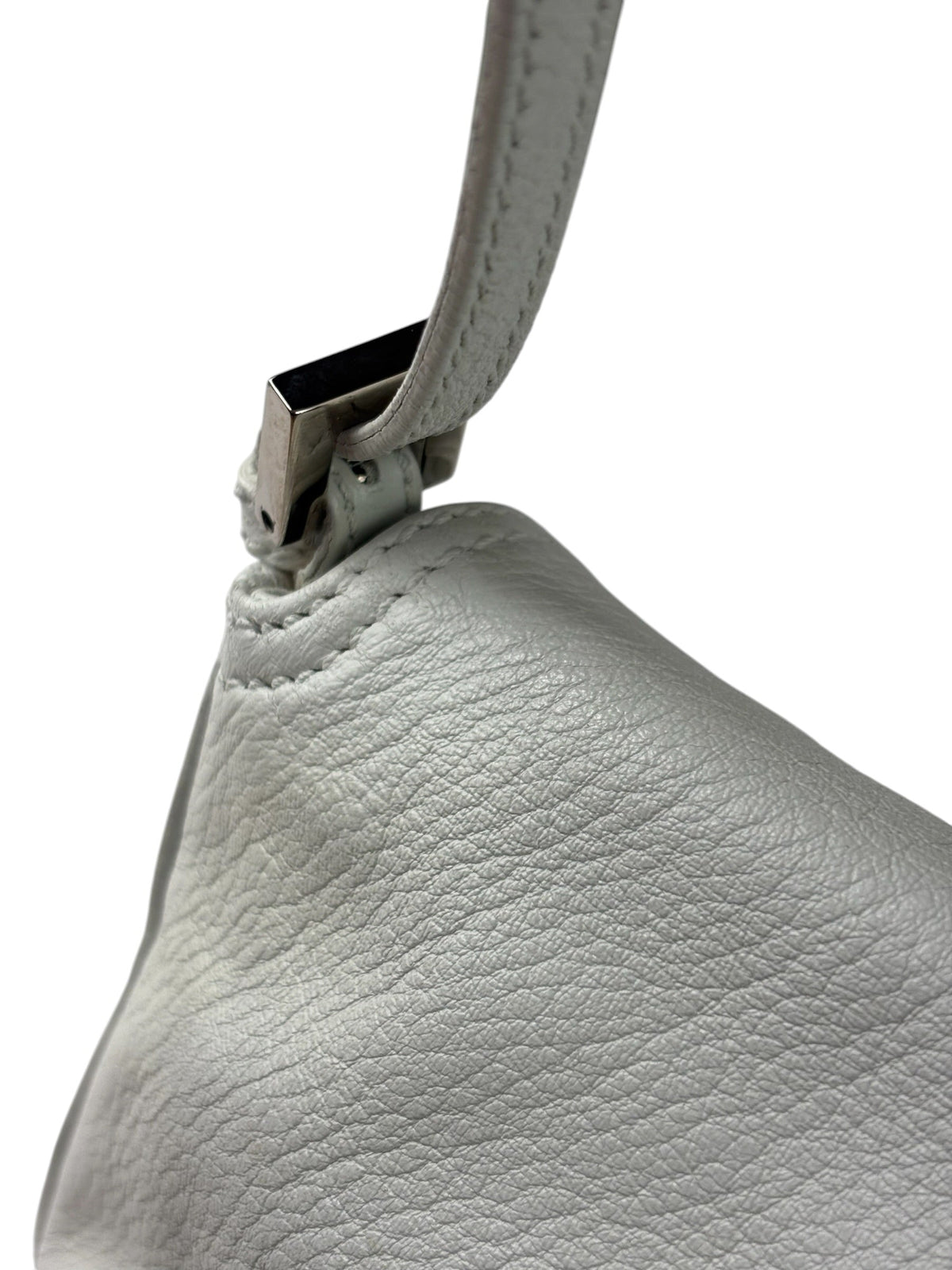 Fendi White Leather Baguette