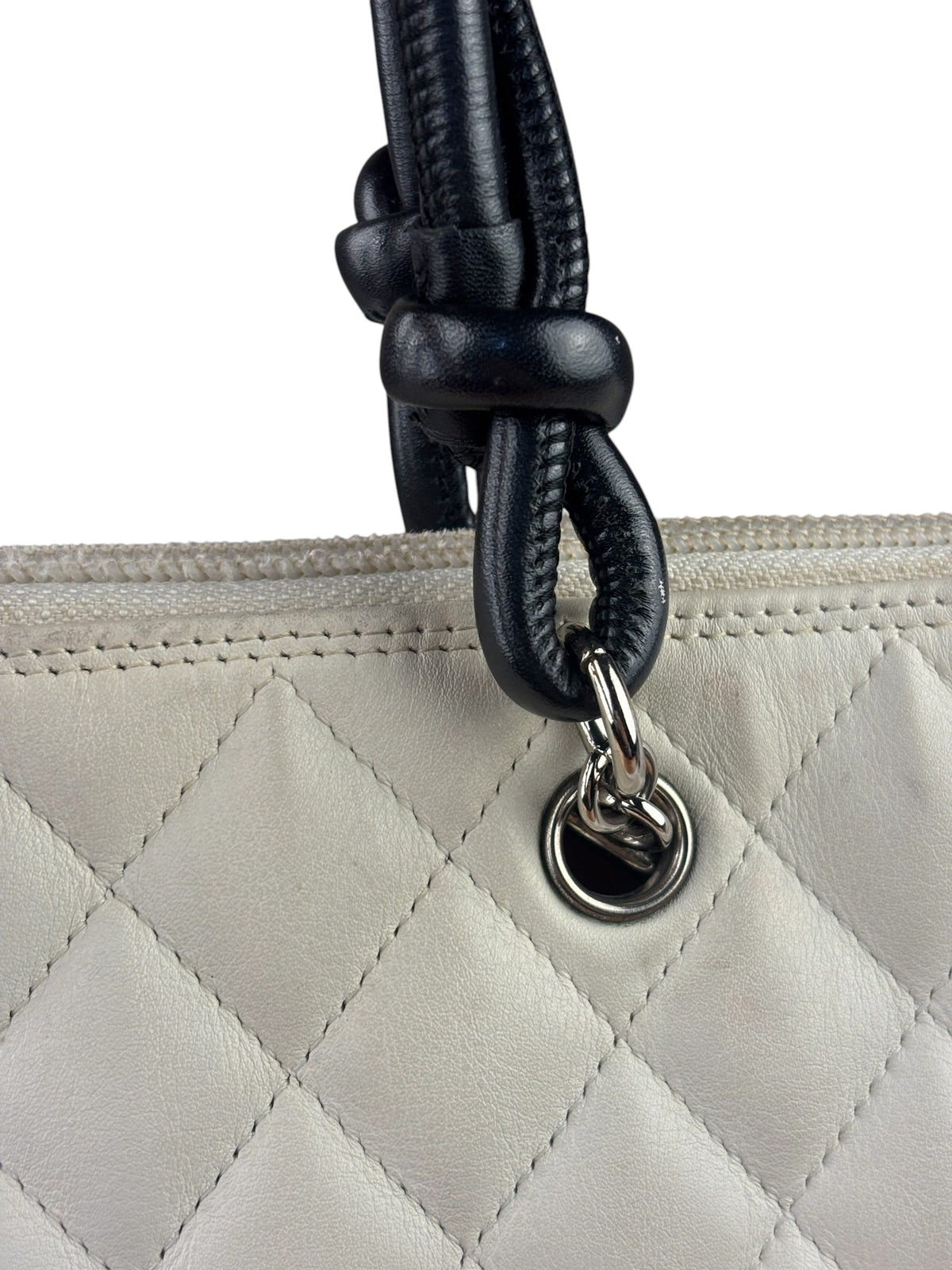 Chanel White Calfskin Quilted Python-Embossed Ligne Cambon Flat Tote Bag 2004