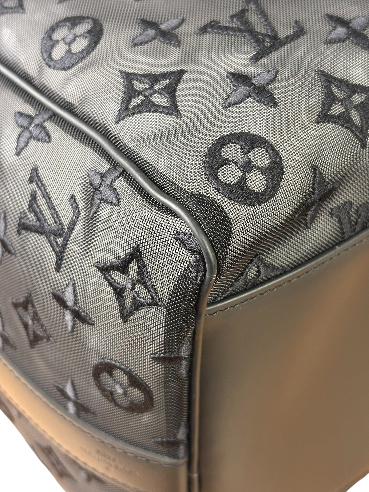 Louis Vuitton x Virgil Abloh Black Leather Trim Monogram Keepall 50