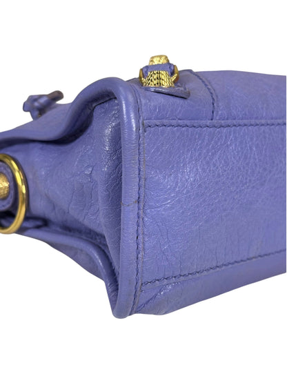 Balenciaga Purple Lambskin Moto City Two-Way Bag