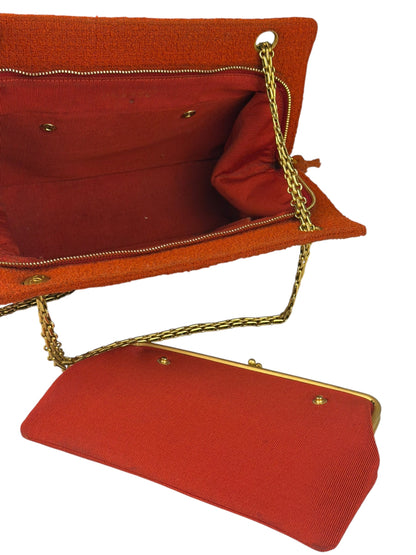 Chanel Vintage Red Quilted Tweed Shoulder Bag 1994