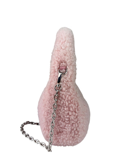 Miu Miu Pink Wool Teddy Two-Way Hobo Bag