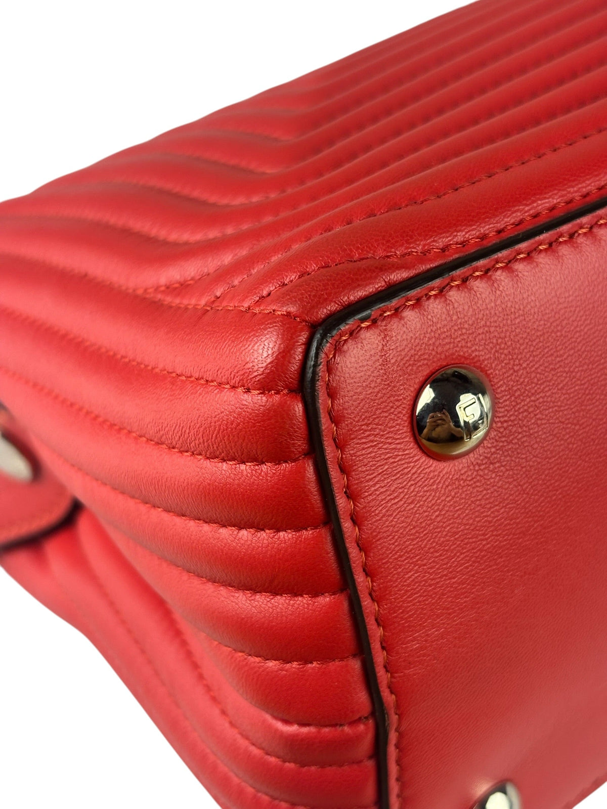 Fendi Vintage Red Calfskin Potcom Click Small Shoulder Bag