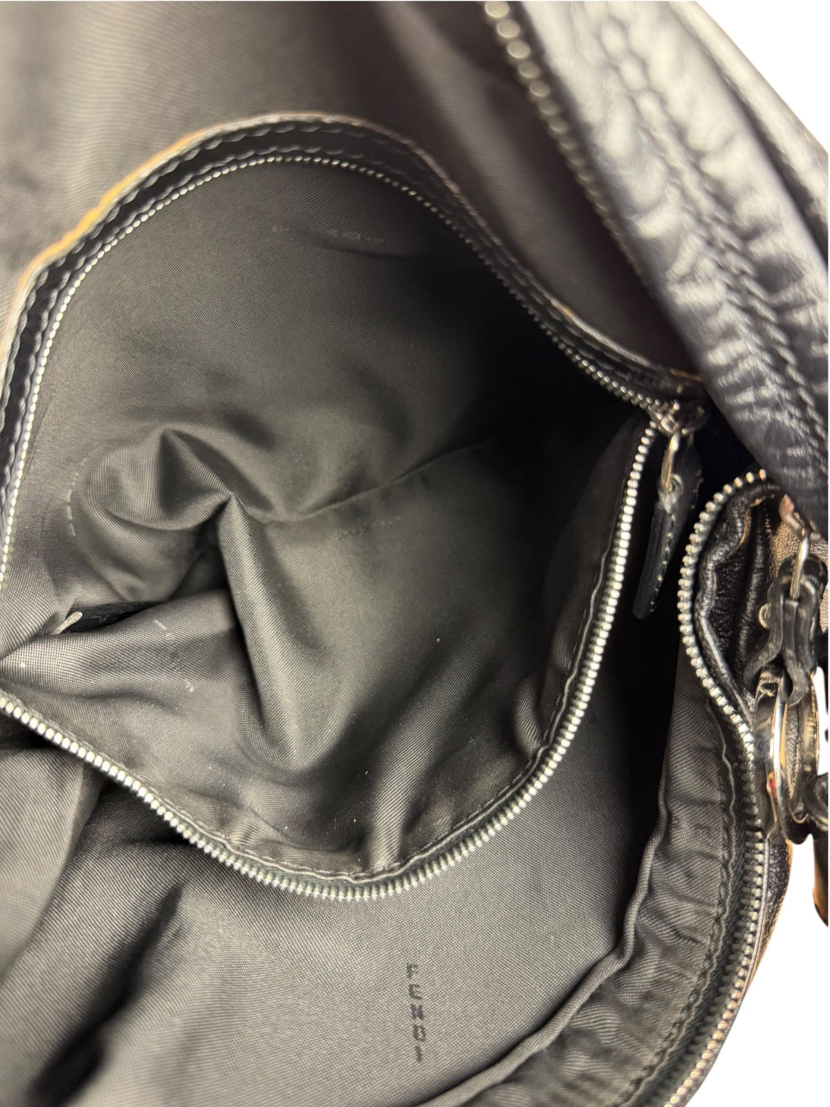 Fendi Vintage Black Leather Oyster Hobo Bag
