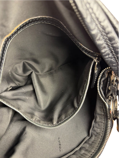 Fendi Vintage Black Leather Oyster Hobo Bag
