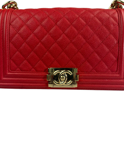 Chanel Red Quilted Caviar Boy Flap Bag 2019