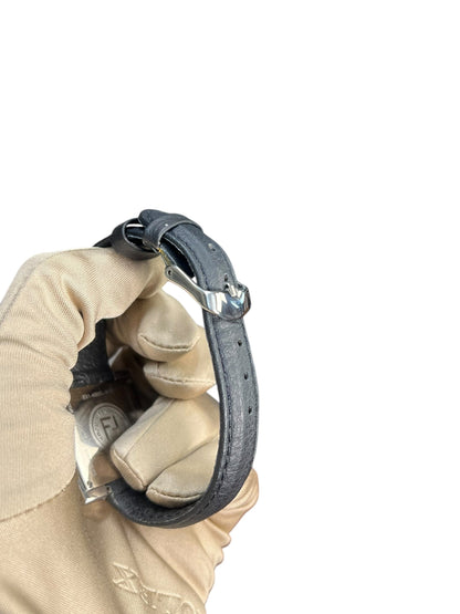 Fendi FF Black Dial Black Leather Strap