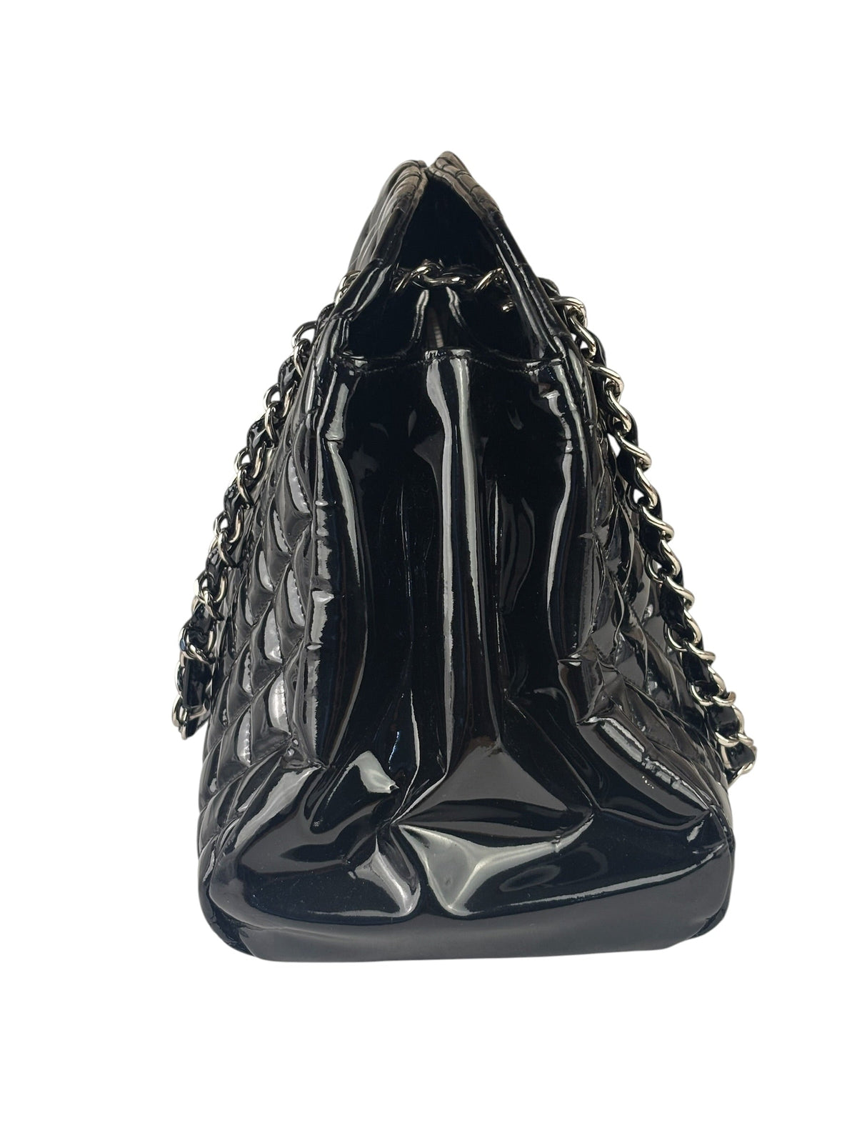 Chanel Large Black Patent Leather Mademoiselle Bowling Bag 2011-12
