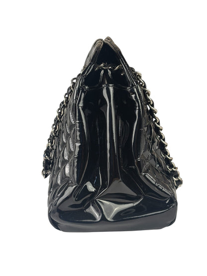 Chanel Large Black Patent Leather Mademoiselle Bowling Bag 2011-12