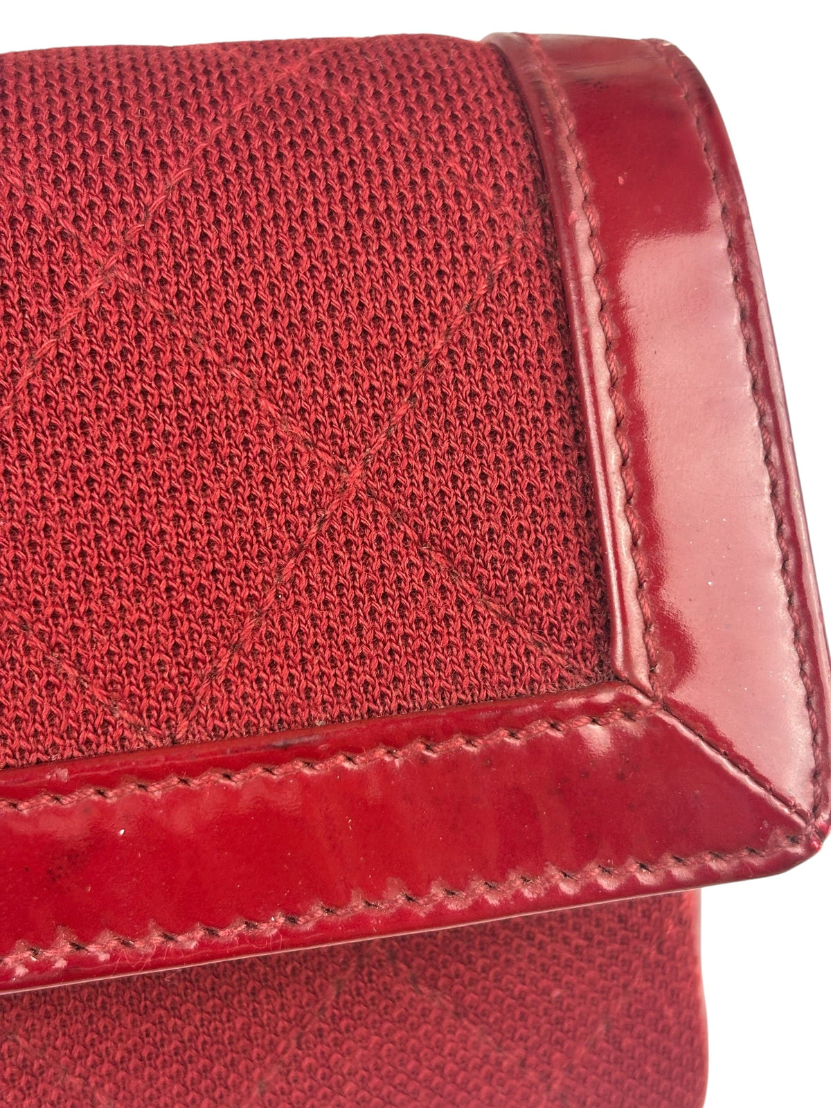 Chanel Dark Red East West Chocolate Bar Patent Trim Handbag 2002-03